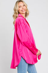 Fuchsia Satin Button Up Blouse