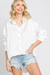 White Satin Button Up Blouse