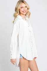 White Satin Button Up Blouse