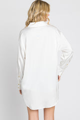 White Satin Button Up Blouse