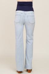 Light Blue Basic Maternity Wide Leg Jeans