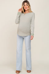 Light Blue Basic Maternity Wide Leg Jeans