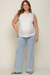 Light Blue Basic Maternity Plus Wide Leg Jeans