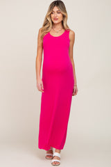 Fuchsia Sleeveless Maternity Maxi Dress