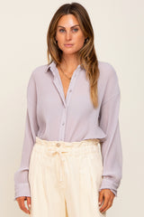 Light Grey Plisse Chiffon Blouse