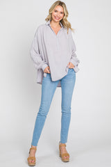 Lavender Lightweight Striped Textured Collared Top