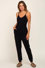 Black Sash Tie Maternity Jumpsuit