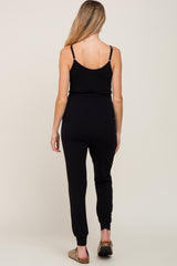 Black Sash Tie Maternity Jumpsuit