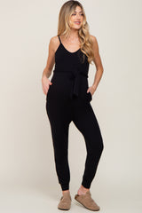 Black Sash Tie Maternity Jumpsuit