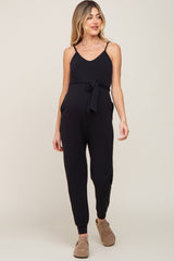 Black Sash Tie Maternity Jumpsuit