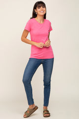 Fuchsia Basic Crew Neck Tee