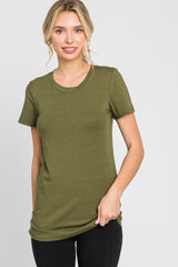 Olive Basic Crew Neck Maternity Tee