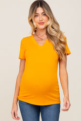 Orange Basic V-Neck Maternity Tee