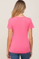 Pink Basic V-Neck Maternity Tee