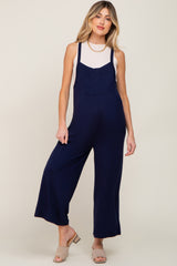 Dark Navy Sleeveless Wide Leg Maternity Jumpsuit