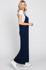 Dark Navy Sleeveless Wide Leg Maternity Jumpsuit