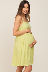 Lime Striped Sleeveless Maternity Dress