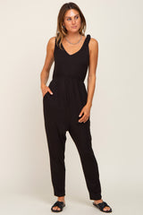 Black Tie Strap Maternity Jumpsuit