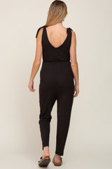 Black Tie Strap Maternity Jumpsuit