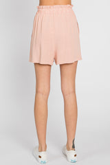 Peach Linen Ruffled Shorts