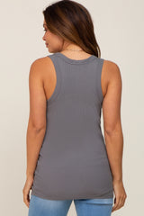 Charcoal Sleeveless Ribbed Maternity Top