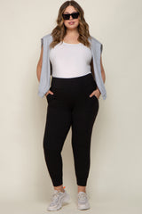 Black Soft Knit Maternity Plus Jogger Pants