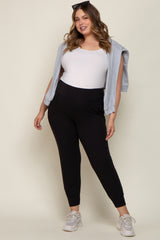 Black Soft Knit Maternity Plus Jogger Pants