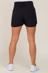 Black Curved Hem Active Maternity Shorts