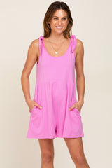 Pink Knot Strap Romper