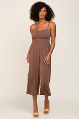 Brown Sleeveless Cropped Jumpsuit