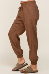 Brown Smocked Joggers