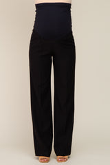 Black Straight Leg Maternity Dress Pants