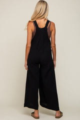 Black Pocket Front Maternity Wide Leg Jumpsuit