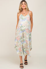 Pastel Leaf Print Maternity Jumpsuit