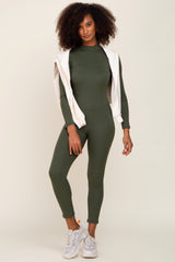 Olive Ribbed Maternity Jumpsuit