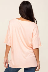 Peach Pocketed V-Neck Top