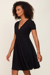 Black Pleated Nursing Dress