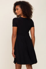 Black Pleated Nursing Dress