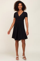 Black Pleated Nursing Dress