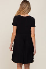 Black Pleated Maternity/Nursing Dress