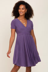 Plum Pleated Maternity/Nursing Dress