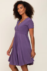 Plum Pleated Nursing Dress