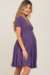 Plum Pleated Maternity/Nursing Dress