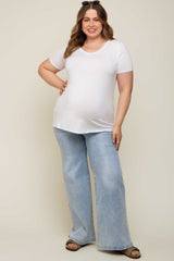 Light Blue Maternity Plus Wide Leg Jeans