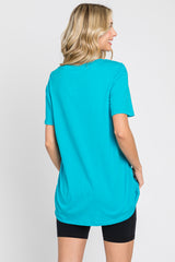 Turquoise Oversized Short Sleeve Top