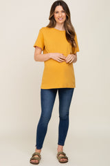 Gold Oversized Short Sleeve Maternity Top