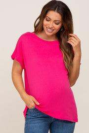 Fuchsia Short Sleeve Maternity Top