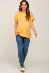 Orange Short Sleeve Maternity Top