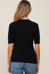 Black Knit Fitted Maternity Blouse