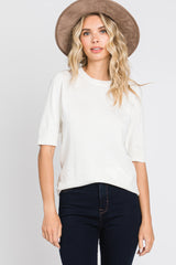 Cream Knit Fitted Blouse